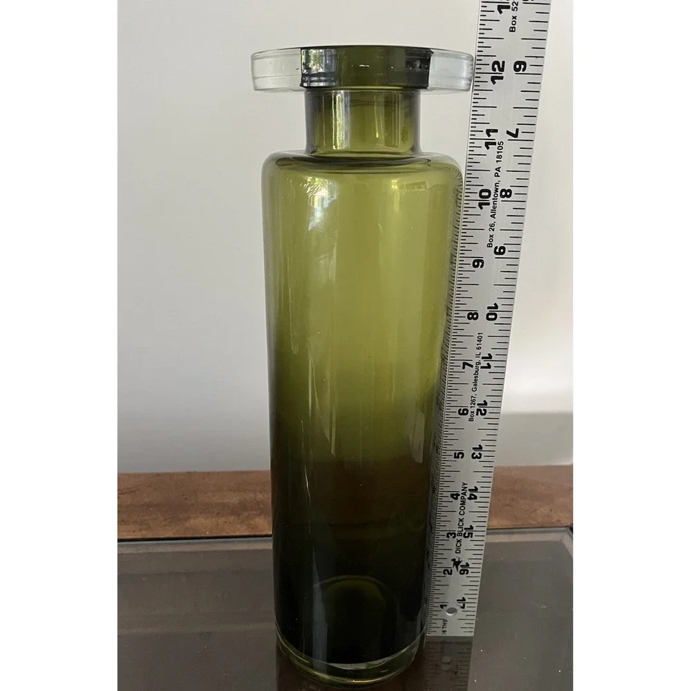 Tall Olive Green Jekyll Bottle Apothecary Alchemist Jar Vase Ombre Gradient